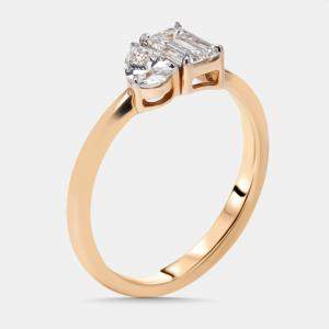 مملوكة مسبقًا 0.89 cts Emerald, Pear Lab Grown Diamonds 18k Rose Gold Ring Size 52