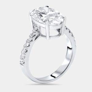 Pre Owned 4.1 cts Oval. Round Lab Grown Diamonds 18k White Gold Ring Size 52