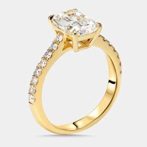 Pre Owned 2.3 cts Radiant, Round Lab Grown Diamonds 18k Yellow Gold Ring Size 52