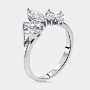 Pre Owned 1 ct Marquise Lab Grown Diamonds 18k White Gold Ring Size 52