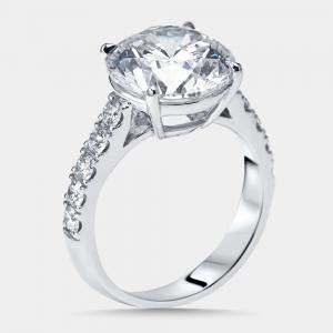 Pre Owned 5.5 cts Round Lab Grown Diamonds 18k White Gold Ring Size 53