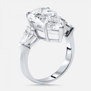 Pre Owned 7.3 cts Pear Lab Grown Diamonds 18k White Gold Ring Size 53