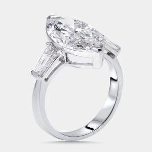 Pre Owned 5.9 cts Marquise, Trapezoid Lab Grown Diamonds 18k White Gold Ring Size 53