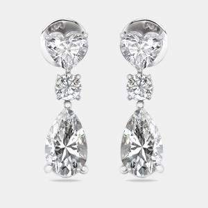 Pre Owned 3.7 cts Pear, Round and Heart Lab Grown Diamond 18k White Gold Earrings