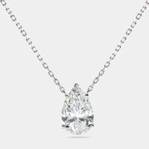 Pre Owned 8.00 cts Pear Brilliant Cut Lab Grown Diamond 18k White Gold Chain Necklace