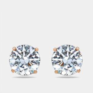 Pre Owned 6 cts Round Lab Grown Diamonds 18k Rose Gold Earrings