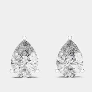 Pre Owned 4.00 cts Pear Cut 18k White Gold Lab Grown Diamond Stud Earrings