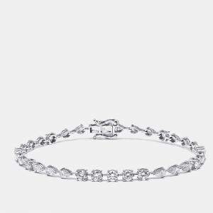 مملوكة مسبقًا 3.9 cts Pear, Round Lab Grown Diamonds 18k White Gold Bracelet