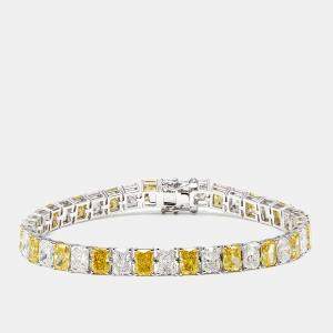مملوكة مسبقًا 20.77 cts Fancy Yellow Radiant, Radiant Lab Grown Diamonds 18k White Gold Bracelet
