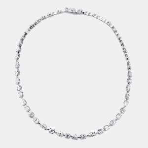 Pre Owned 25 cts Oval, Pear, Marquise, Emerald Cut, Heart, Round Lab Grown Diamonds 18k White Gold Necklace
