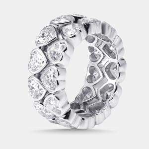 Pre Owned 6 cts Heart Lab Grown Diamonds 18k White Gold Ring Size 51