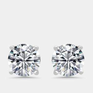 Pre Owned 4 cts Round Lab Grown Diamonds 18k White Gold Earrings