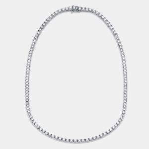 Pre Owned قلادة ذهب أبيض عيار 18 مرصعة بماس معملية دائرية بوزن 17.8 قيراط