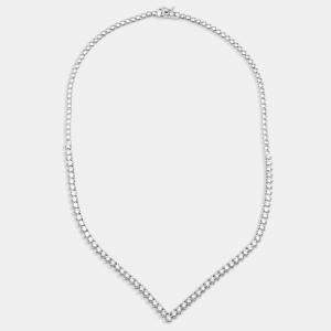 مملوكة مسبقًا 7.3 cts Round Lab Grown Diamonds 18k White Gold Necklace