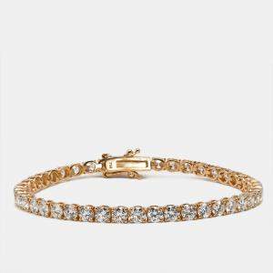 مملوكة مسبقًا سوار التنس من الذهب الوردي عيار 18 بوزن 7.20 قيراط بجوهرة ألماس مستديرة لامعة ومصنوعة بمختبر