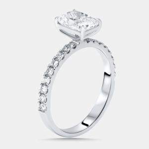 مملوكة مسبقًا 1.95 cts Radiant Lab Grown Diamond 18K White Gold Ring Size 54