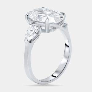 Pre Owned 4.75 cts Oval Lab Grown Diamond 18K White Gold Ring Size 54