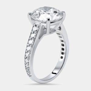 Pre Owned 5.56 cts Round Lab Grown Diamond 18K White Gold Ring Size 52