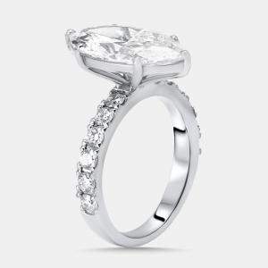 Pre Owned 5.85 cts Marquise Lab Grown Diamond 18K White Gold Ring Size 55