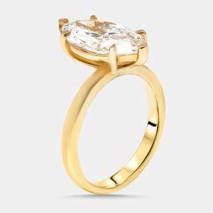 Pre Owned 3.52 cts Marquise Lab Grown Diamond 18K Yellow Gold Ring Size 51