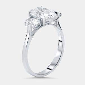 Pre Owned 2.62 cts Oval Lab Grown Diamond 18K White Gold Ring Size 54