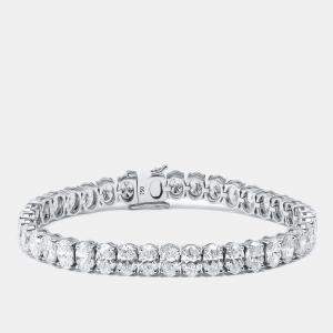 Pre Owned 16 cts Oval Lab Grown Diamonds 18k White Gold Bracelet