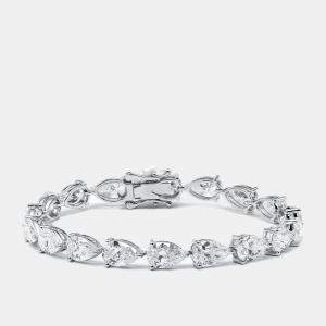 Pre Owned 18.5 cts Pear Lab Grown Diamonds 18k White Gold Bracelet