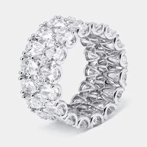 Pre Owned 9.5 cts Pear, Marquise Lab Grown Diamonds 18k White Gold Ring Size 55