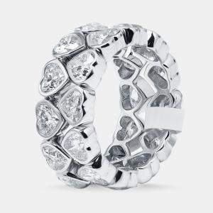 Pre Owned 6 cts Heart Lab Grown Diamonds 18k White Gold Ring Size 52