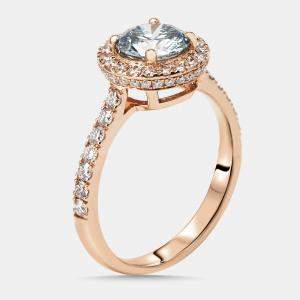 Pre Owned 1.5 cts Round Lab Grown Diamonds 18k Rose Gold Ring Size 51