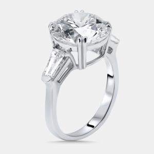 Pre Owned 7 cts Round, Trapezoid Lab Grown Diamonds 18k White Gold Ring Size 54