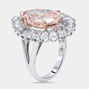 Pre Owned 6.5 cts Pear Lab Grown Diamonds 18k Two Tone Gold Ring Size 54
