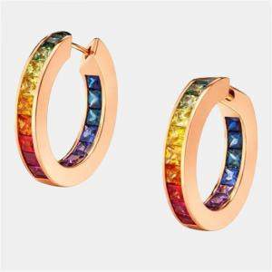 Pre Owned 7 cts Colored Sapphires 18k Rose Gold Earrings
