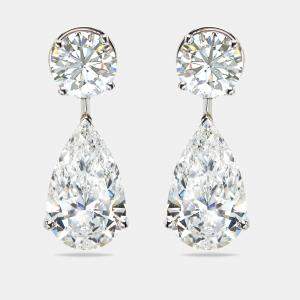 Pre Owned 8.00 cts Round and Pear Cut Lab Grown Diamond 18k White Gold Earrings