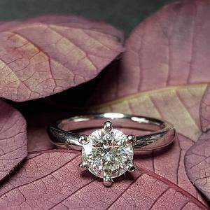 Pre Owned 1.00 cts Round Lab Grown Diamond 14k White Gold Ring Size 8