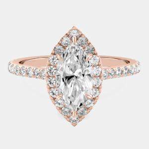 مملوكة مسبقًا 1.6 cts Marquise Lab Grown Diamond 14k Rose Gold Wedding Ring Size 52
