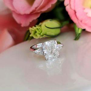 Pre Owned 3.4 cts Radiant Lab Grown Diamond 14k White Gold Engagement Ring Size 52