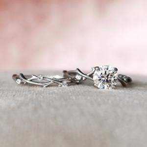 Pre Owned 1.15 cts Round Lab Grown Diamond 14k White Gold Wedding Rings Set Size 52