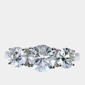 Pre Owned 2.00 cts Round Lab Grown 18k White Gold Three Stone Diamond Ring Size 52 
