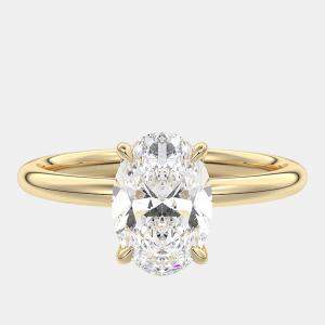 Pre Owned 2 cts Oval Lab Grown Diamond 18k Yellow Gold Wedding Ring Size 52