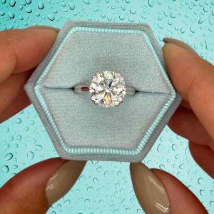 مملوكة مسبقًا 3 cts Round Lab Grown Diamond 18k White Gold Ring Size 6