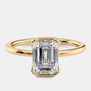 Pre Owned 2 cts Lab Grown Emerald Diamond 18k Yellow Gold Engagement Ring Size 52