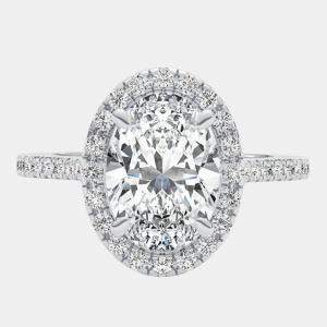 Pre Owned 3.3 cts Oval Lab Grown Diamond 18k White Gold Wedding Ring Size 52