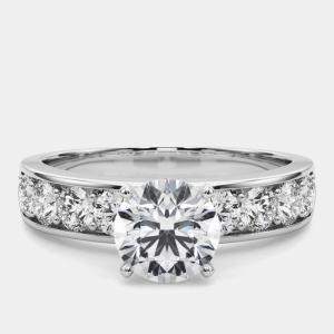 مملوكة مسبقًا خاتم ألماس دائري مصنع في المختبر بوزن 1.8 قيراط من الذهب الأبيض عيار 18 بمقاس 52