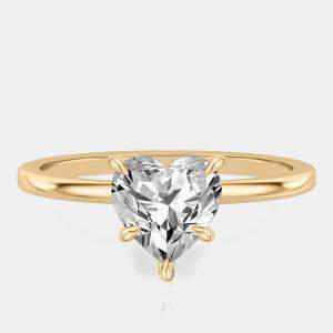 مملوكة مسبقًا خاتم ألماس مُصنَّع في المختبر بوزن 1.1 قيراط بقطع قلب من الذهب الأصفر عيار 18 لحفل الزفاف بمقاس 52.