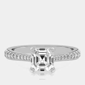 Pre Owned 1.25 cts Asscher Lab Grown Diamond 18k White Gold Wedding Ring Size 52