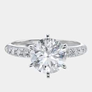 مملوكة مسبقًا 2.8 cts Round Lab Grown Diamond 18k White Gold Engagement Ring Size 52
