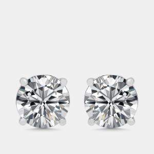 Pre Owned 6 cts Round Lab Grown Diamonds 18k White Gold Stud Earrings