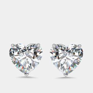 Pre Owned 10 cts Heart Lab Grown Diamonds 18k White Gold Earrings