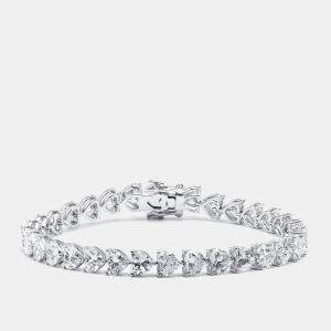 Pre Owned 16 cts Heart Lab Grown Diamonds 18k White Gold Bracelet